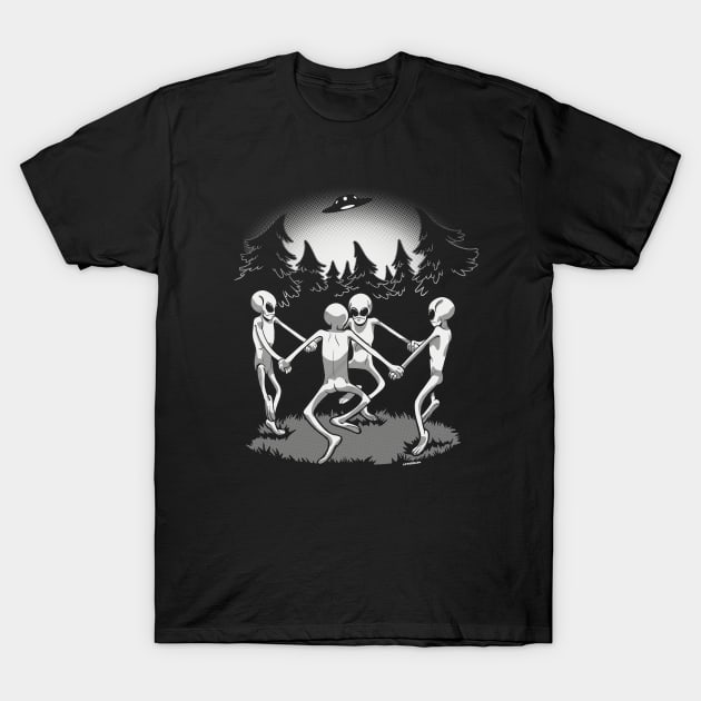 The Alien Dance - Dancing Retro Cartoon Aliens T-Shirt by CTKR Studio